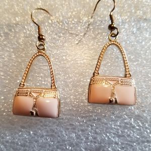 Hilton pink pierced purse earrings